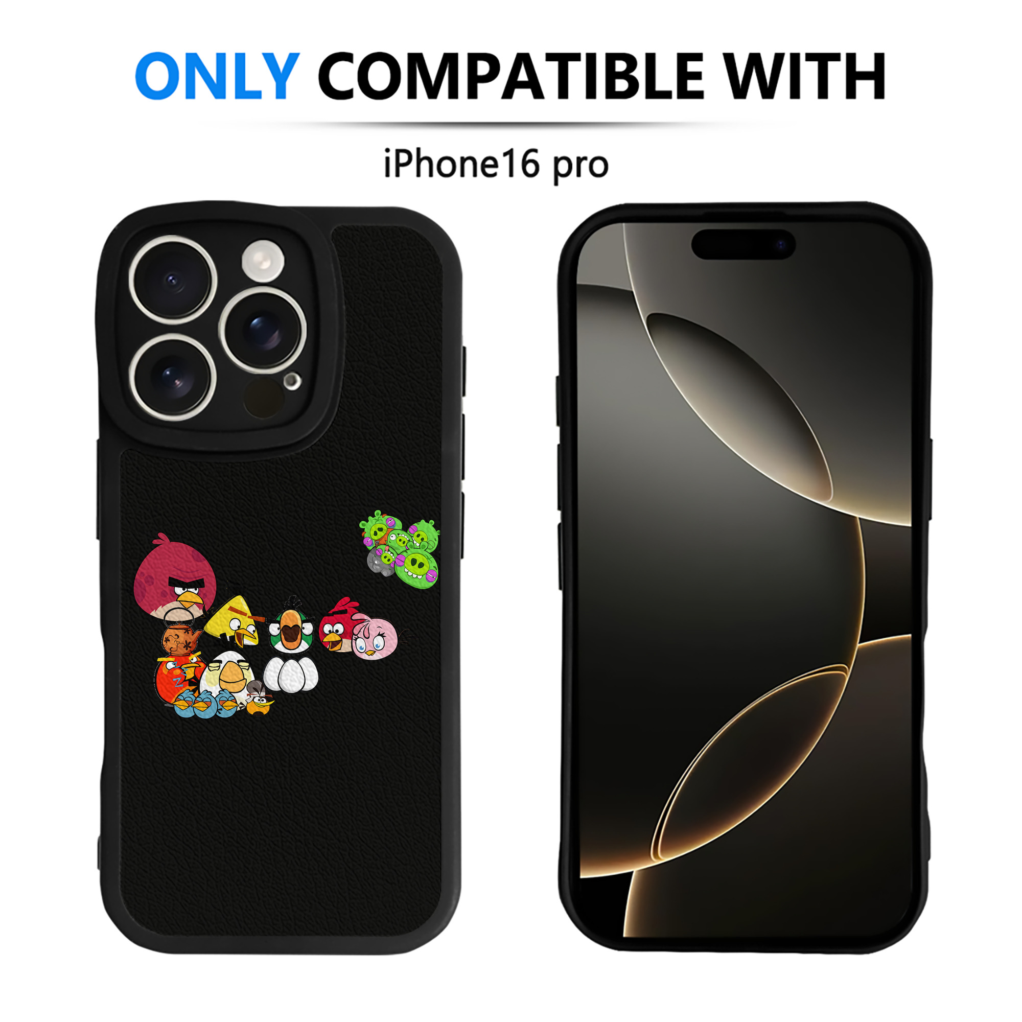 （画像用） Angry Birds アングリーバード 【iPhone 16シリーズ対応】シリコンスマホケース（レザー調） 材質：シリコン